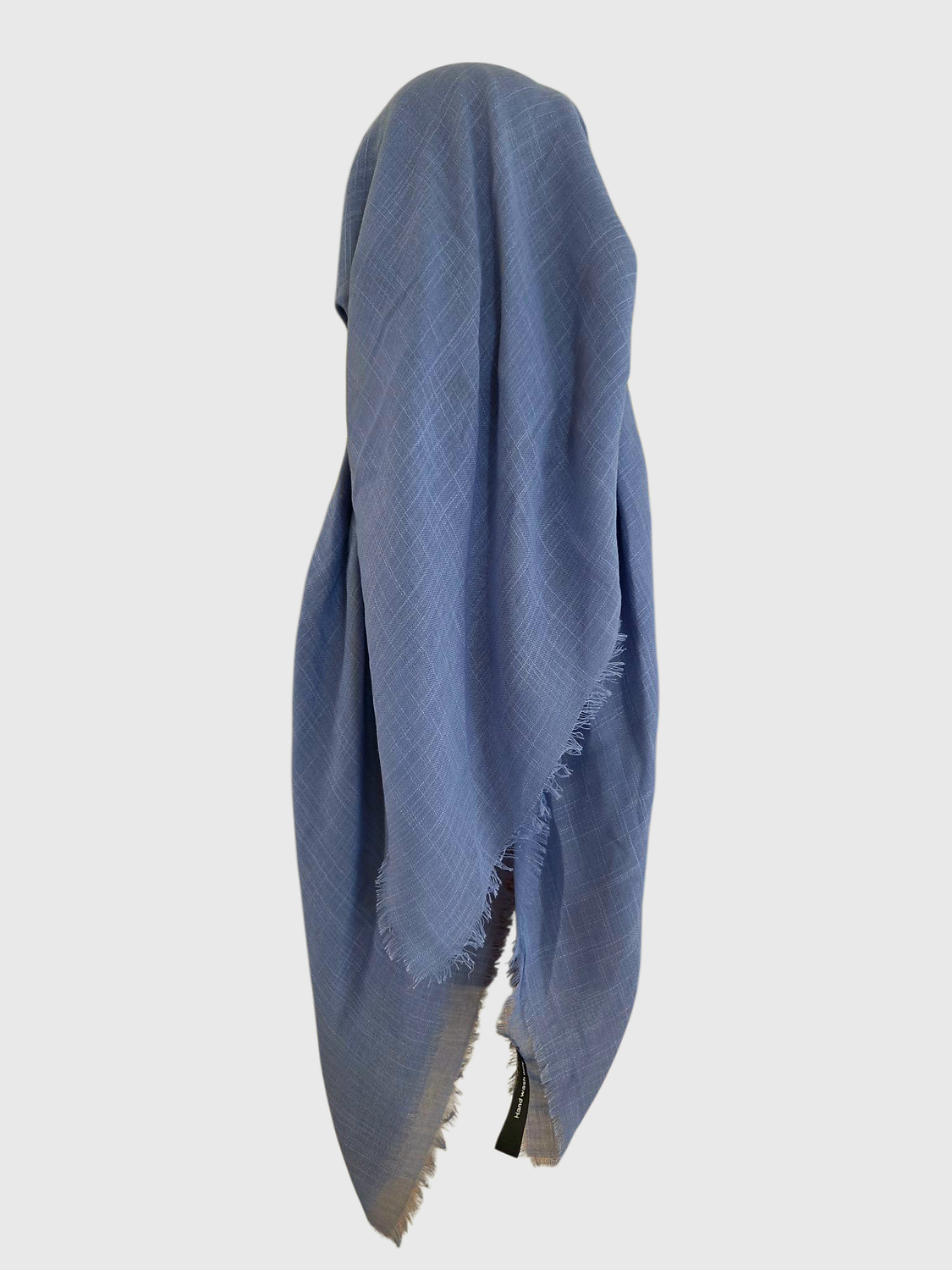 Light denim - long kerchief back - soft fringes pretied tichel (BBS) w/band sewn in