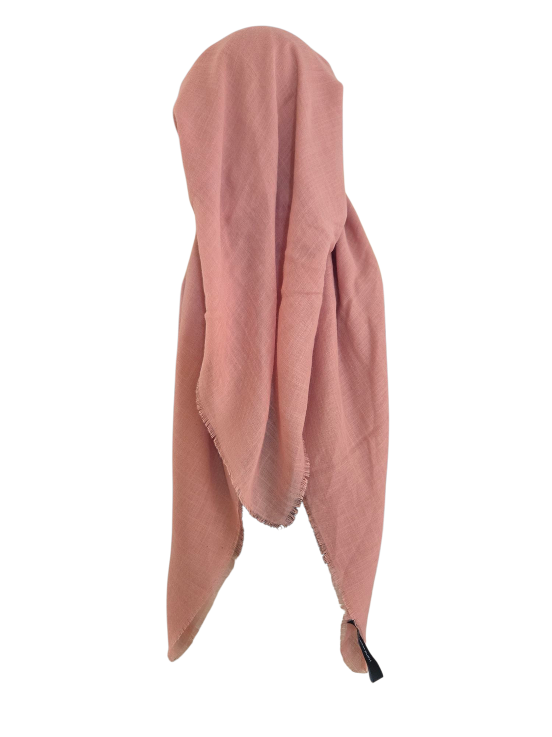 Dusty light salmon- long kerchief back - soft fringes pretied tichel (BBS) w/band sewn in