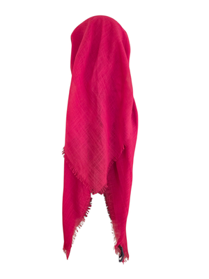 Deep reddish coral - long kerchief back - soft fringes pretied tichel (BBS) w/band sewn in