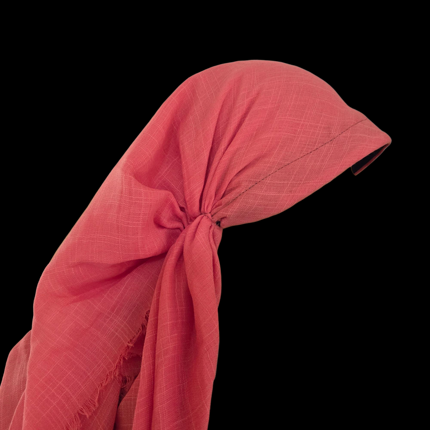 Light coral - long kerchief back - soft fringes pretied tichel (BBS) w/band sewn in