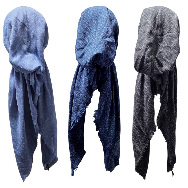 Heathered solid soft fringe pretied tichels