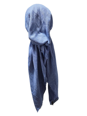 Light denim heathered solid  - soft fringes pretied tichel