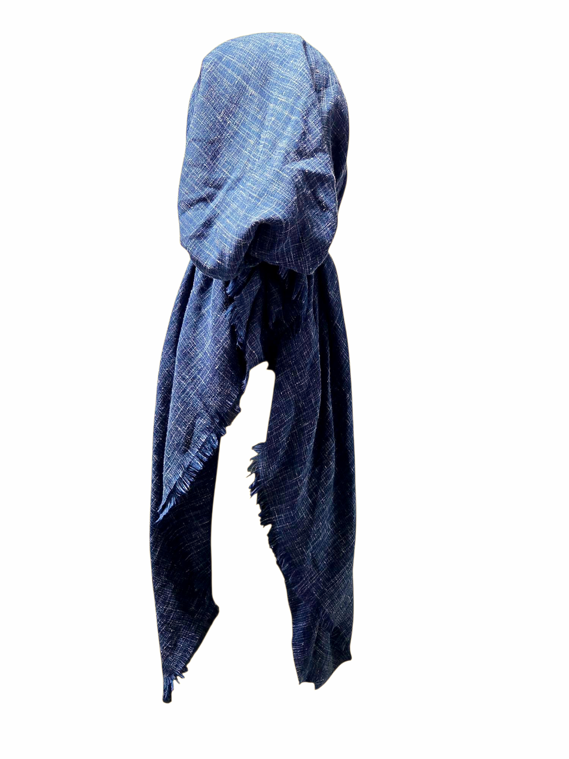 Denim heathered solid  - soft fringes pretied tichel