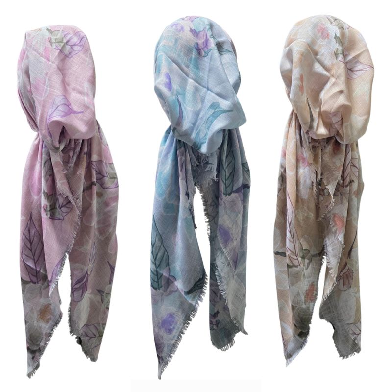 Delicate Summer leaves - soft fringes pretied tichels
