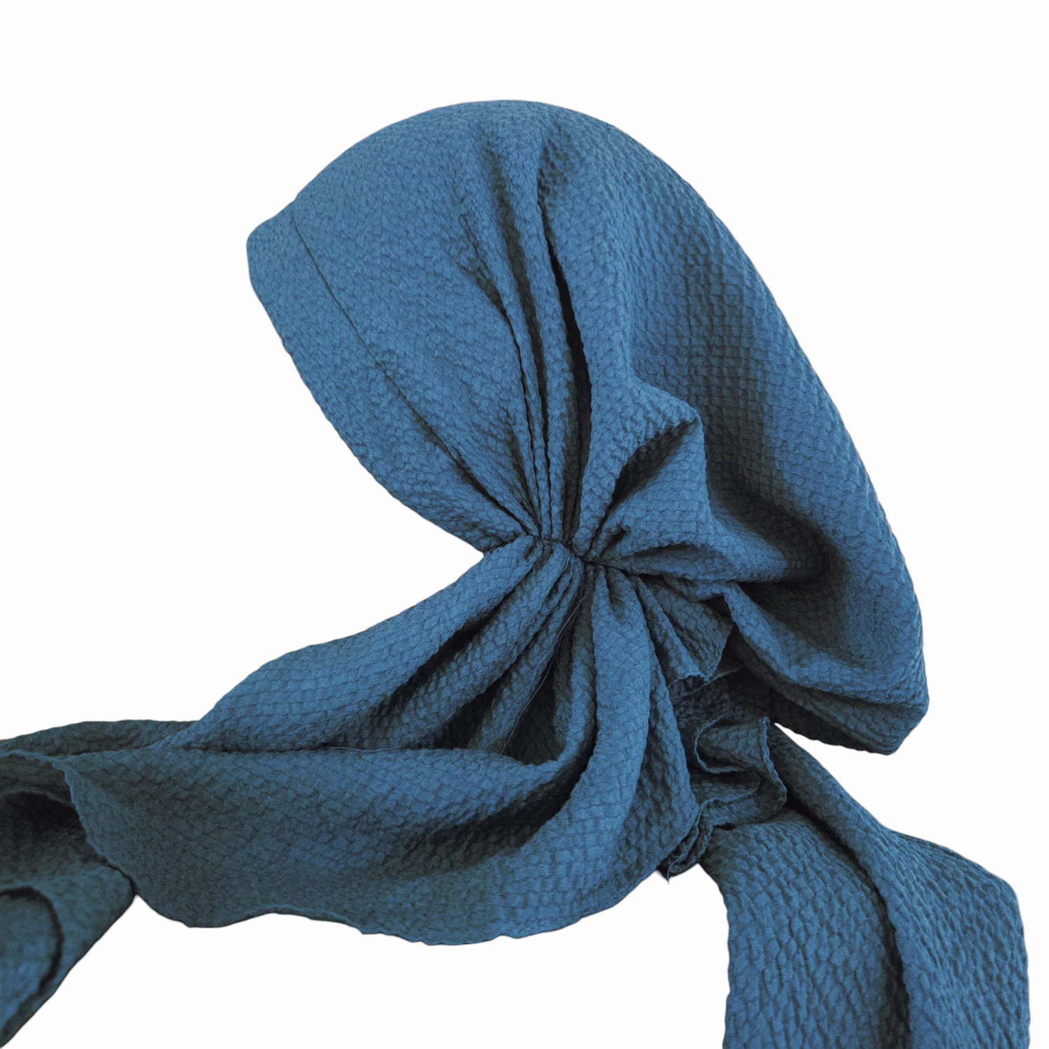 Denimy teal textured solid pre-tied tichel