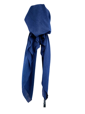 Dark blue navy textured solid pre-tied tichel
