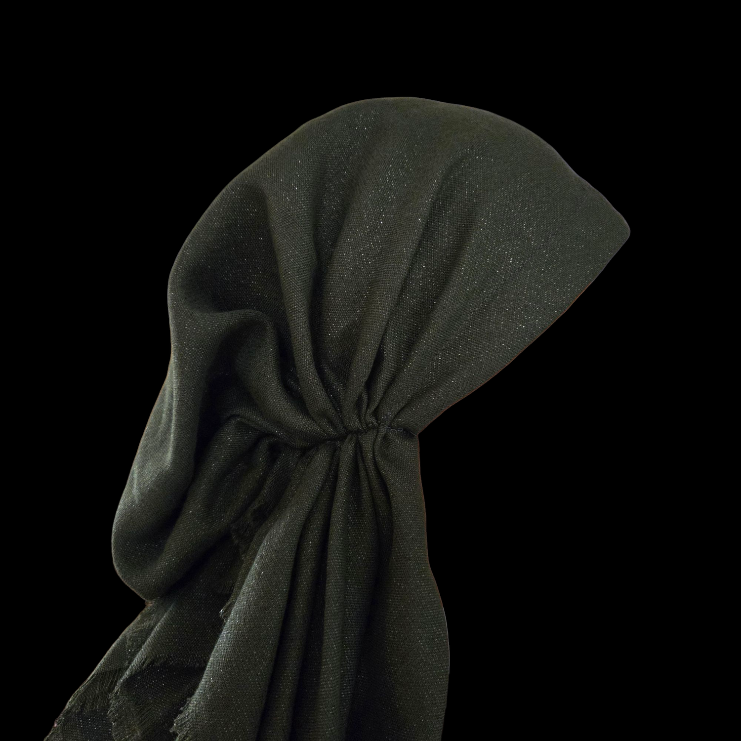 Deep green shimmer  - soft fringes pretied tichel