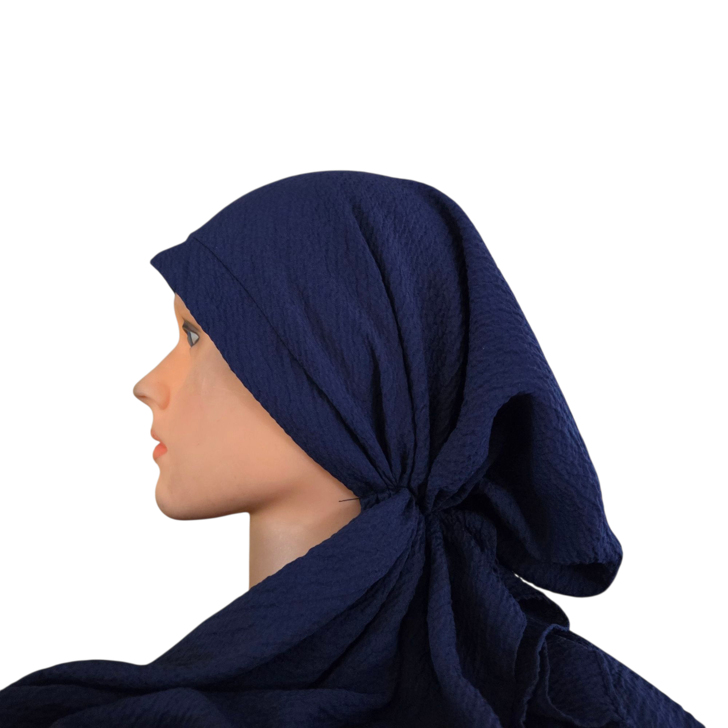 Dark blue navy textured solid pre-tied tichel