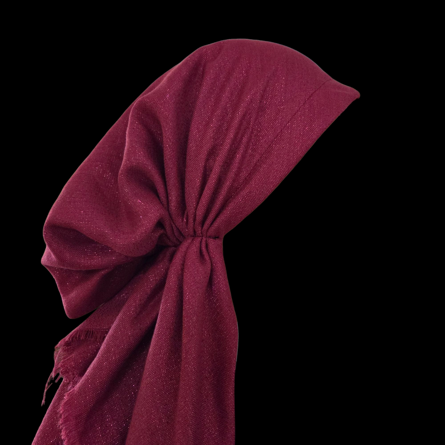 Maroon shimmer  - soft fringes pretied tichel