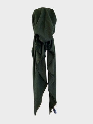 Deep green shimmer  - soft fringes pretied tichel
