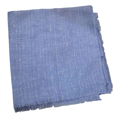 Solid heathered soft fringed tichel - light denim