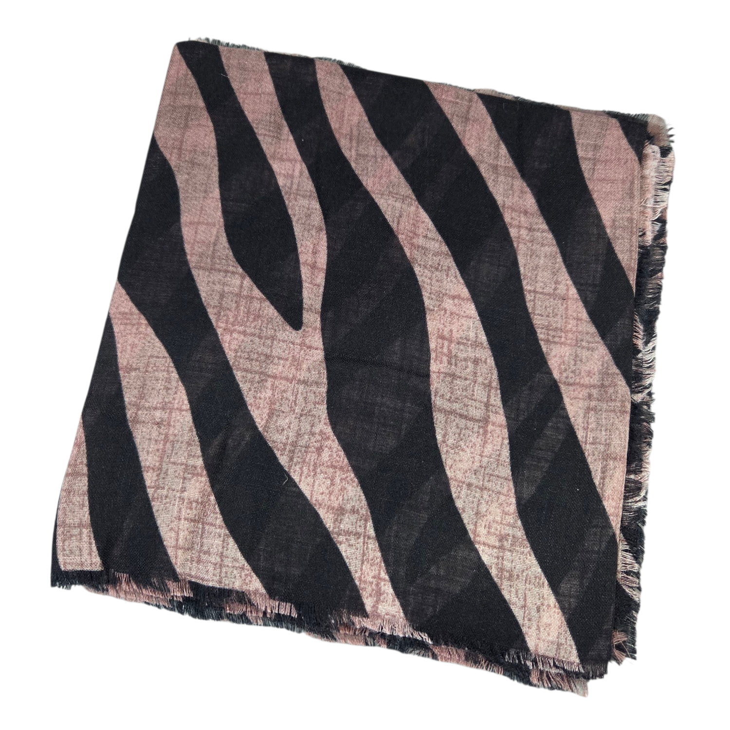 Pinkish brown zebra patterned -  soft fringed tichel