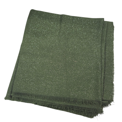 Solid slightly glittery soft fringed tichel - green