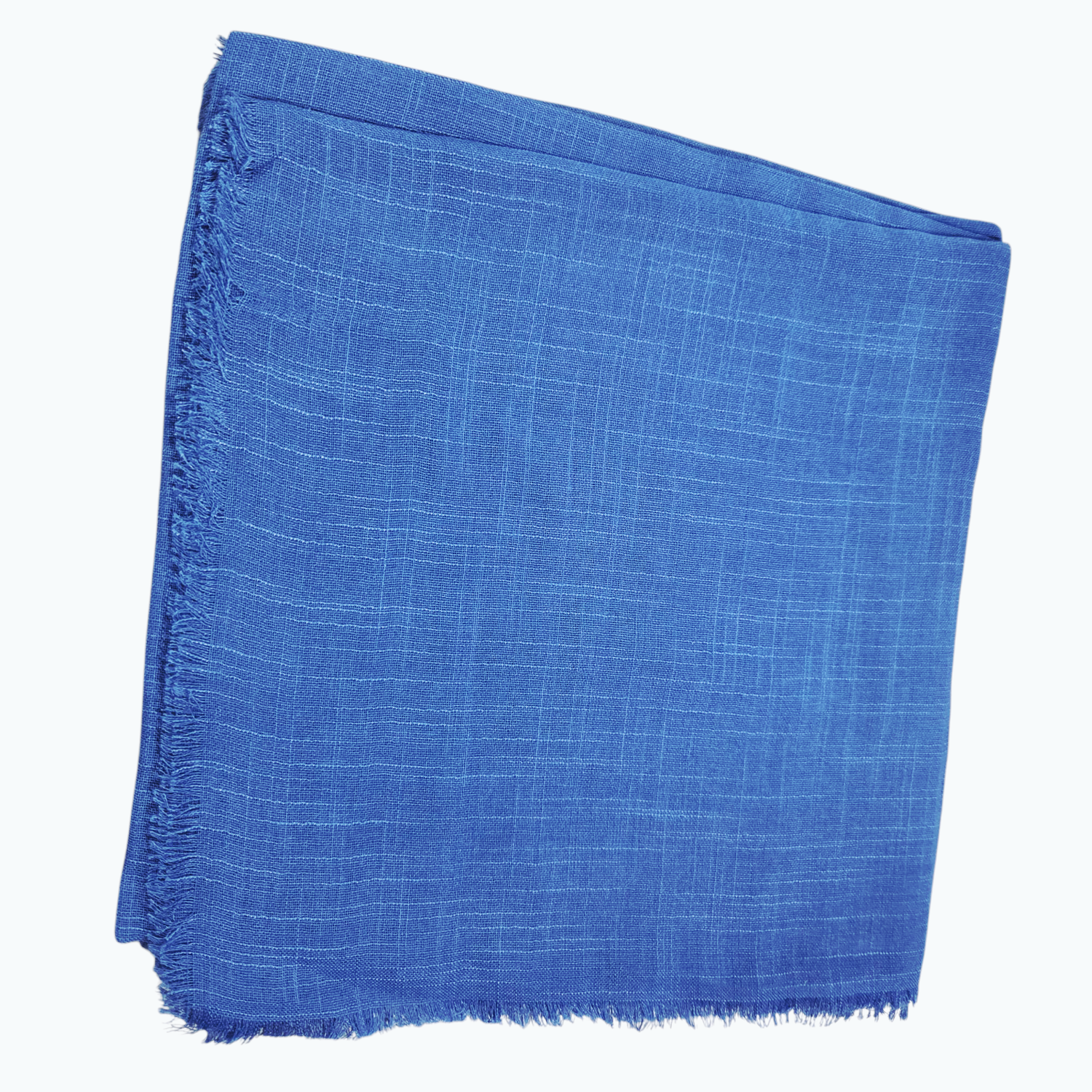 Solid soft fringed tichel- slight lines - blue