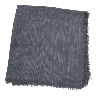 Solid soft fringed tichel- slight lines - dark gray