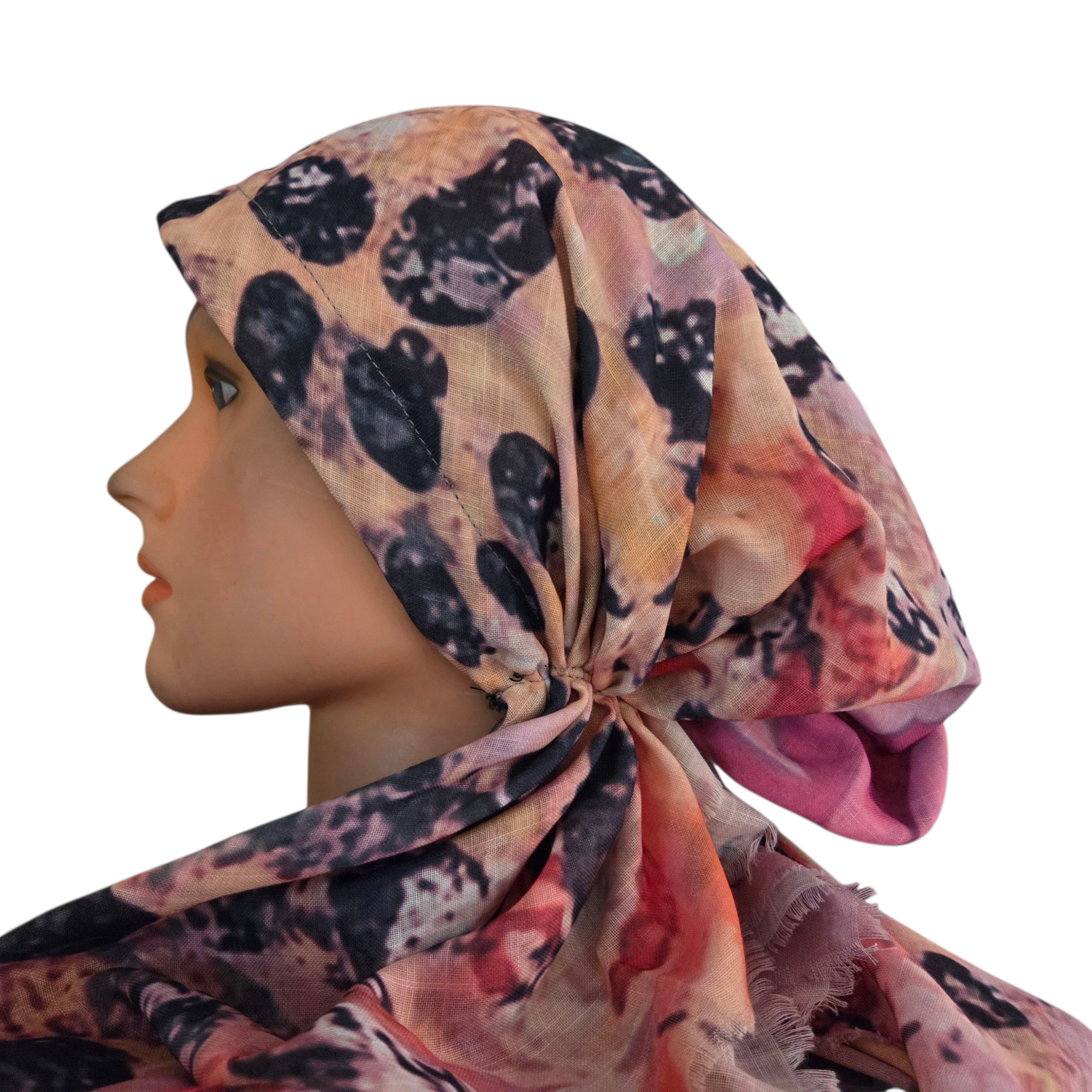 Pink - Summer colorful - soft fringes pretied tichel