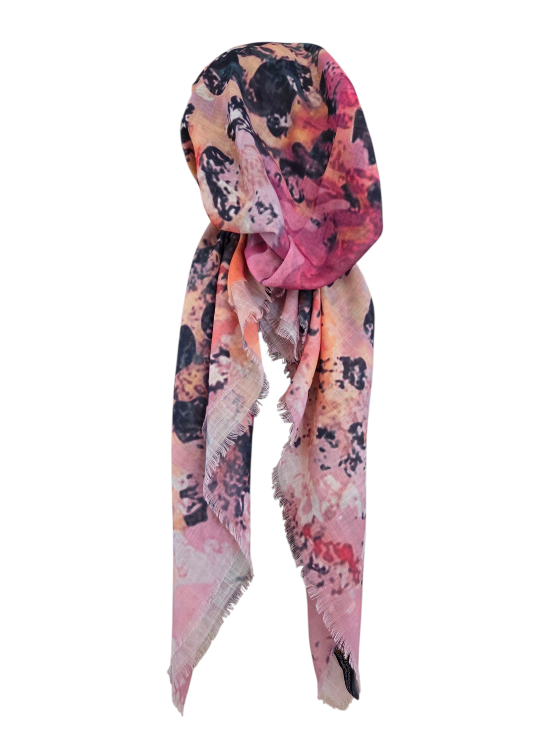 Pink - Summer colorful - soft fringes pretied tichel