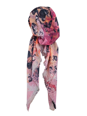 Pink - Summer colorful - soft fringes pretied tichel