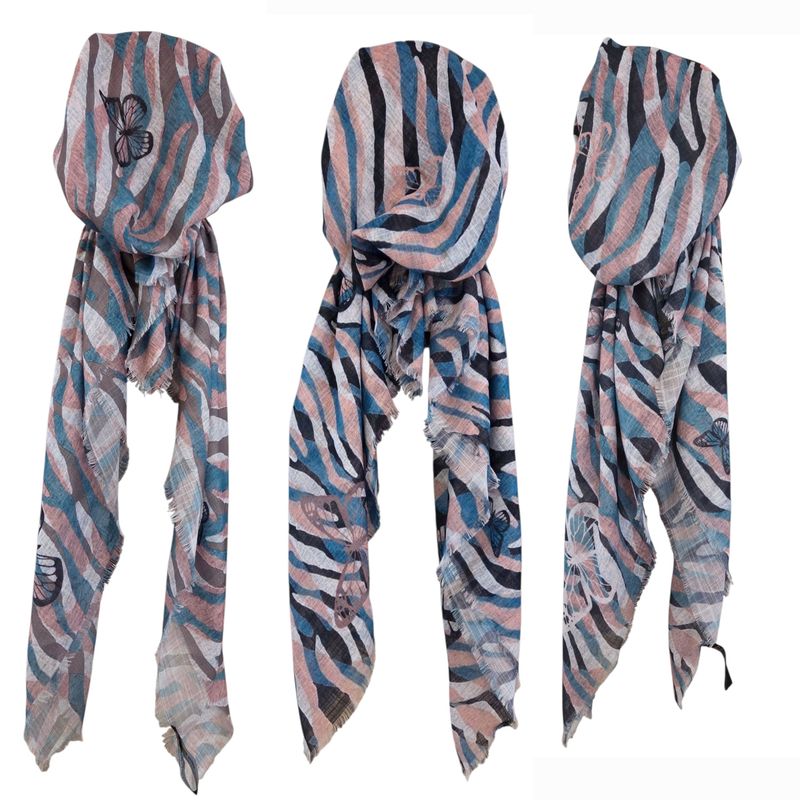 Waves &amp; butterfly patterned - soft fringes pretied tichels