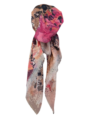 Beige - Summer colorful - soft fringes pretied tichel