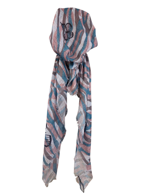 Sea green - waves &amp; butterfly patterned - soft fringes pretied tichel