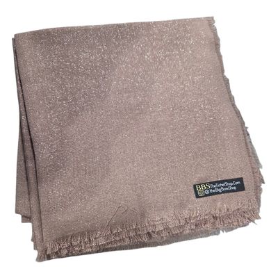 Solid slightly glittery soft fringed tichel - mocha/rose gold
