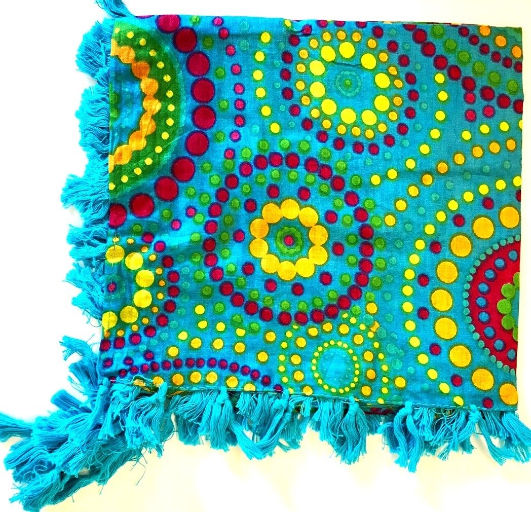 Aqua blue and more; extra fancy tichel