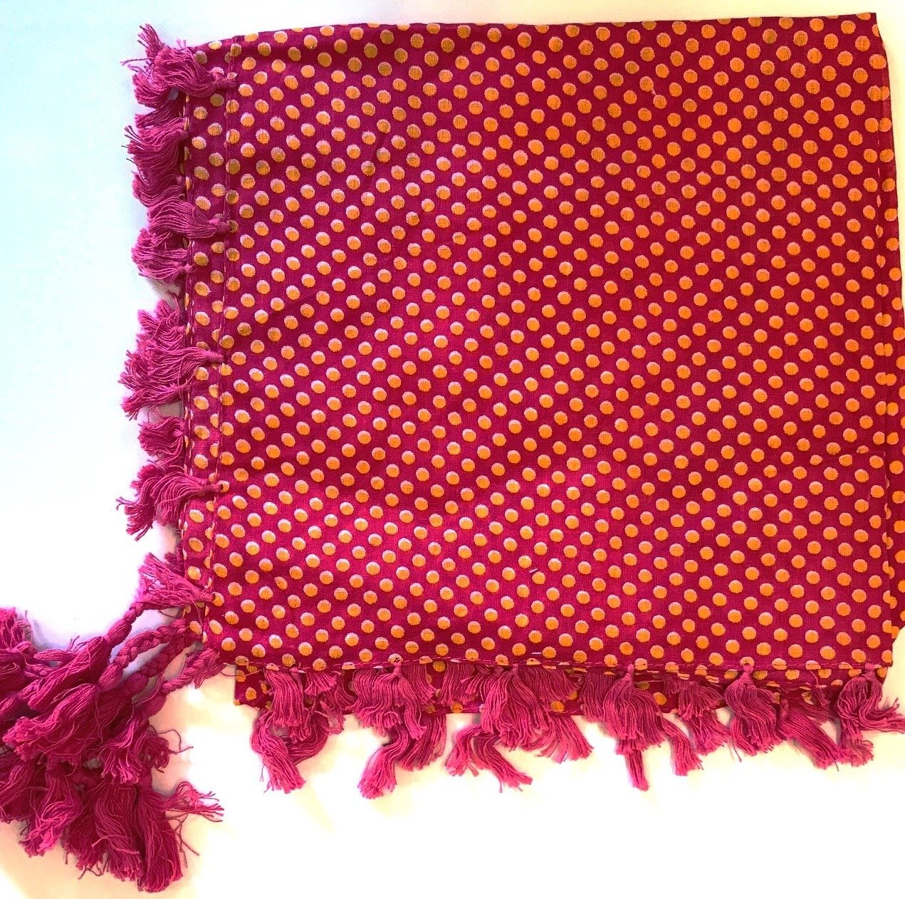 Pink w/yellow dots: extra fancy tichel