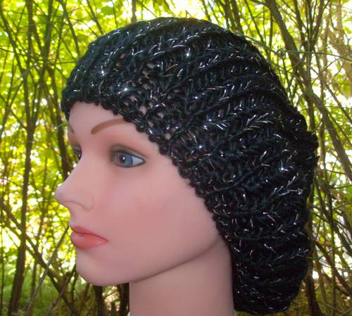 silver thread beret black