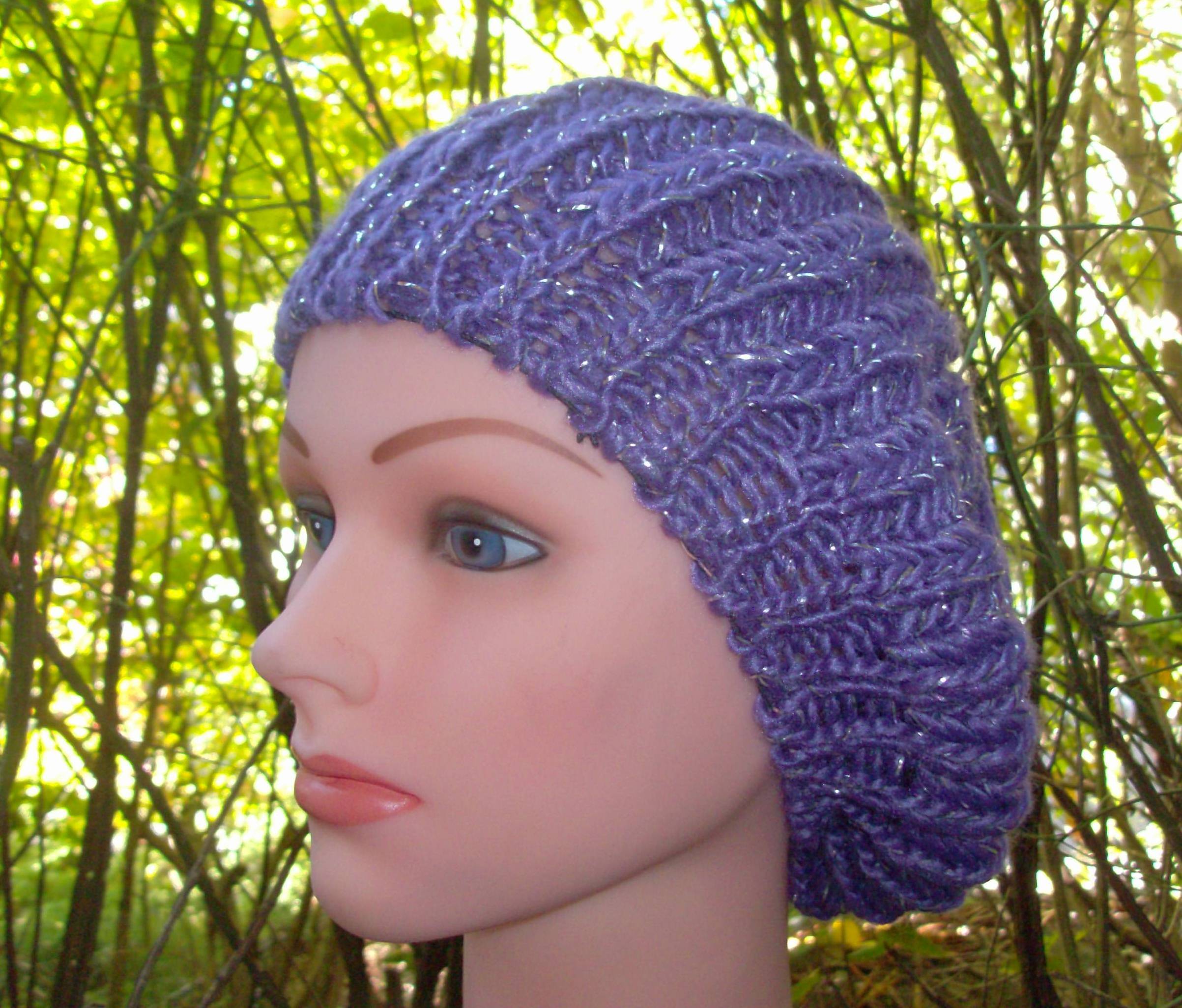 silver thread beret purple
