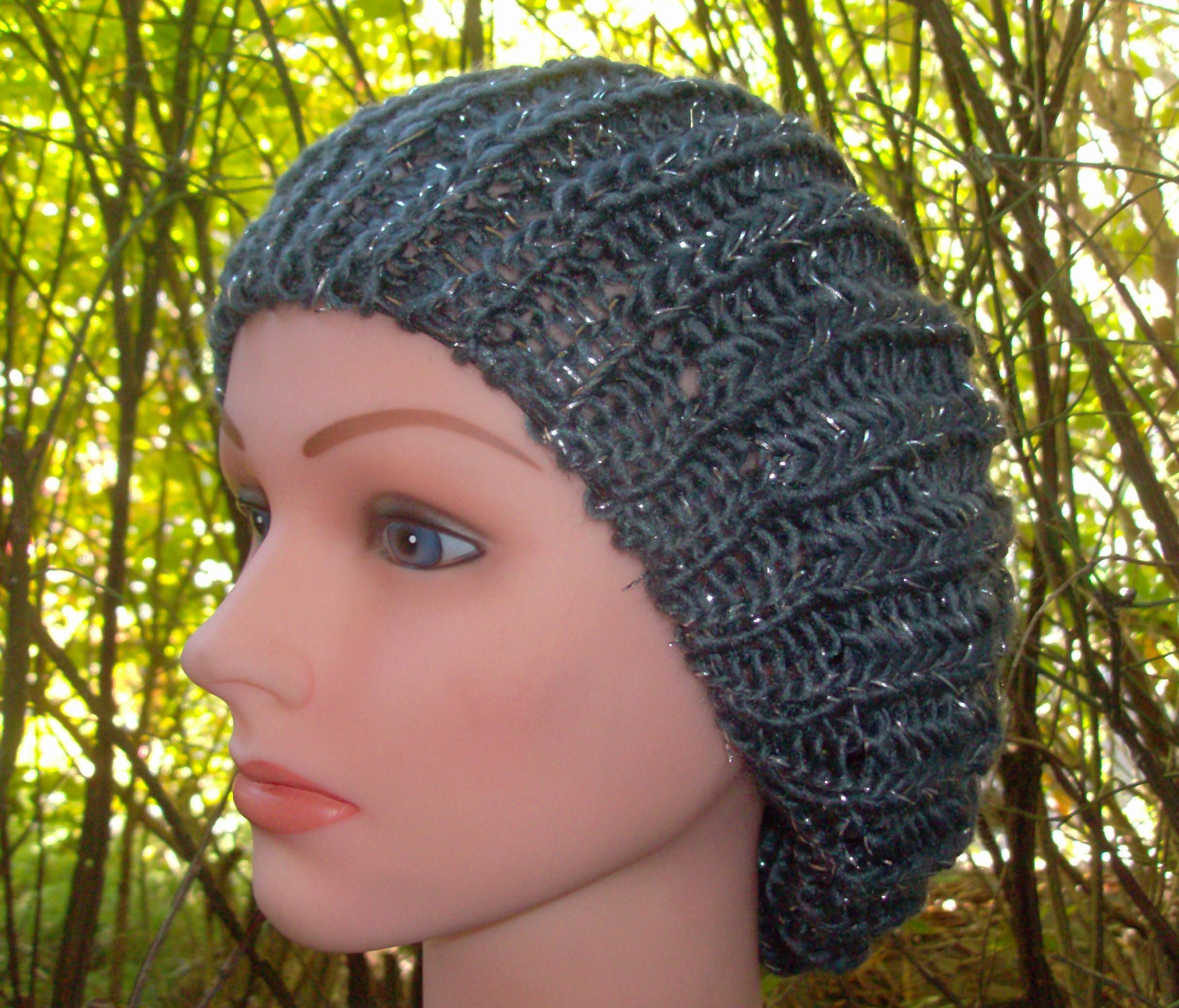 silver thread beret gray