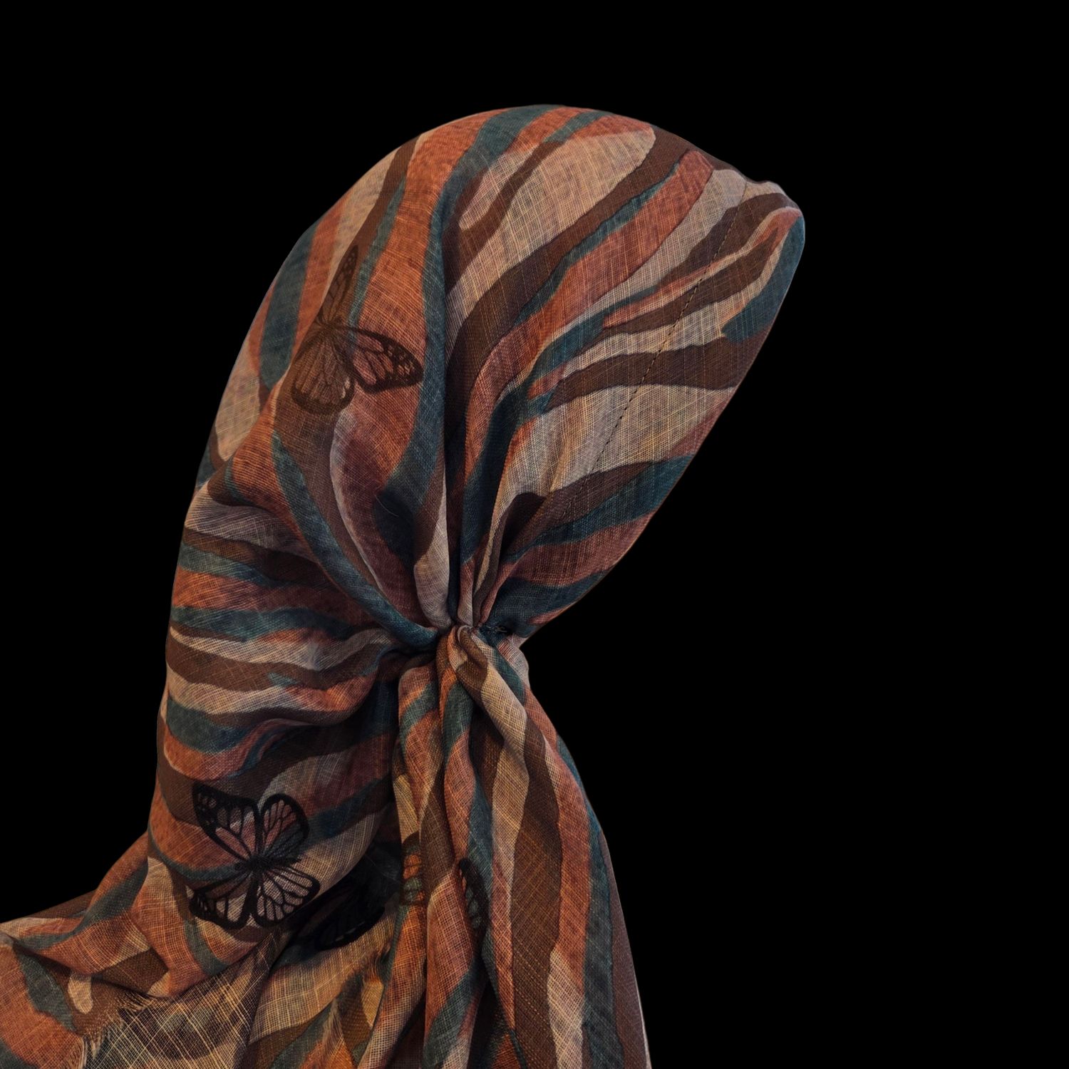 Sea green - long kerchief back - soft fringes pretied tichel (BBS) w/band sewn in