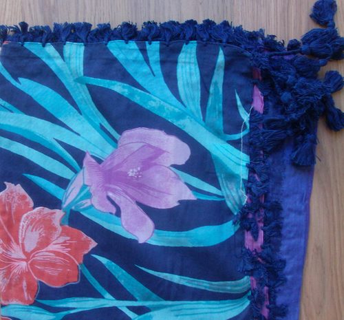 Dark blue and purple (split color) extra fancy tichel