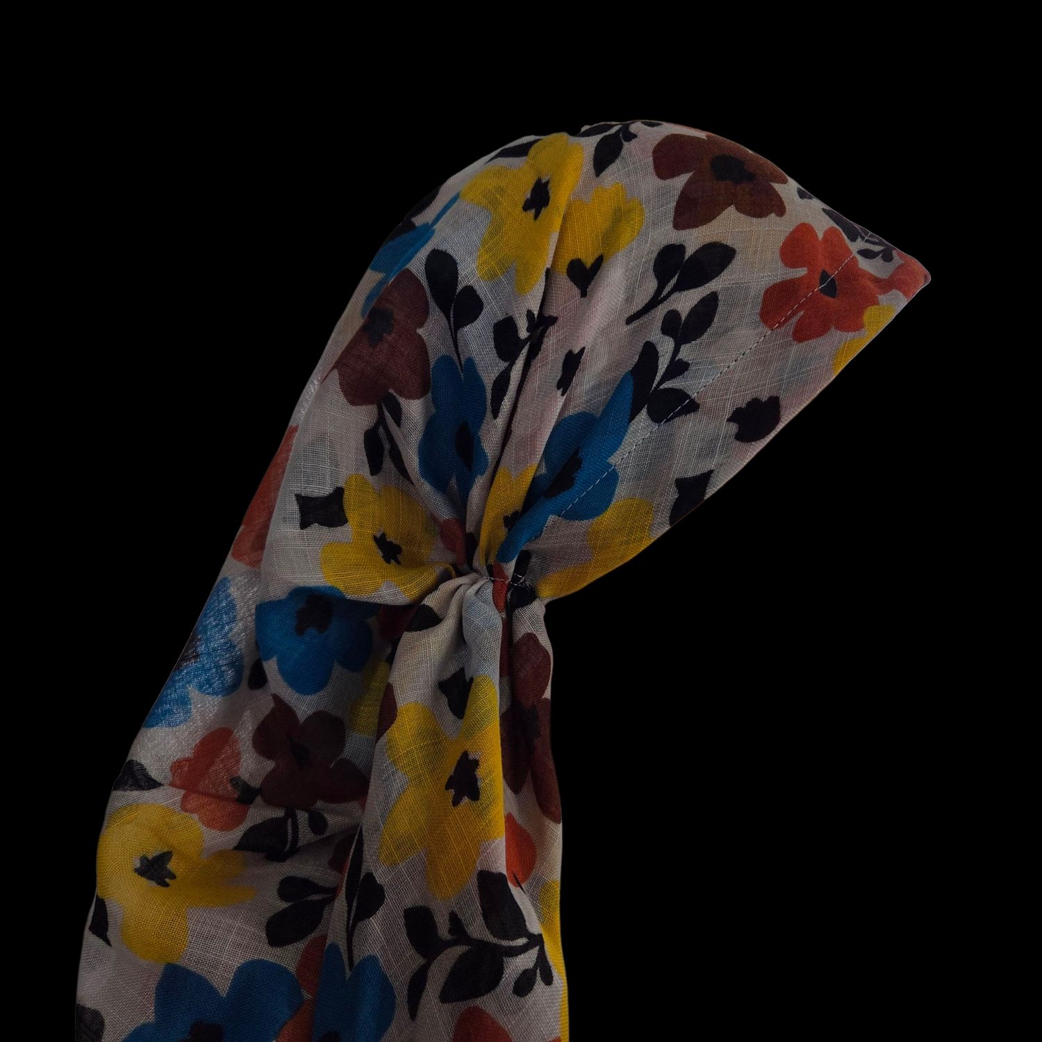 Pumpkin n'more floral - long kerchief back - soft fringes pretied tichel (BBS) w/band sewn in