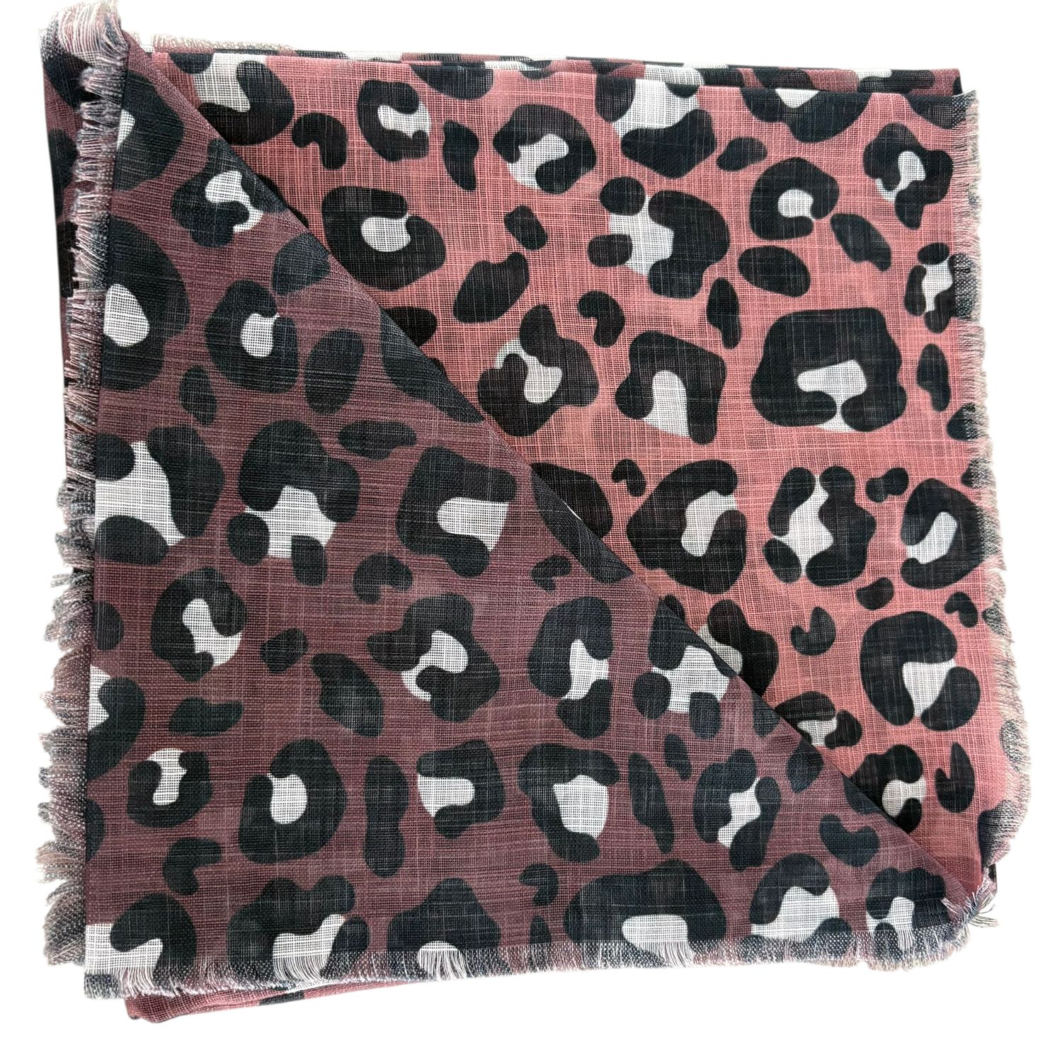 Brown - shaded leopard patterned -  soft fringed tichel
