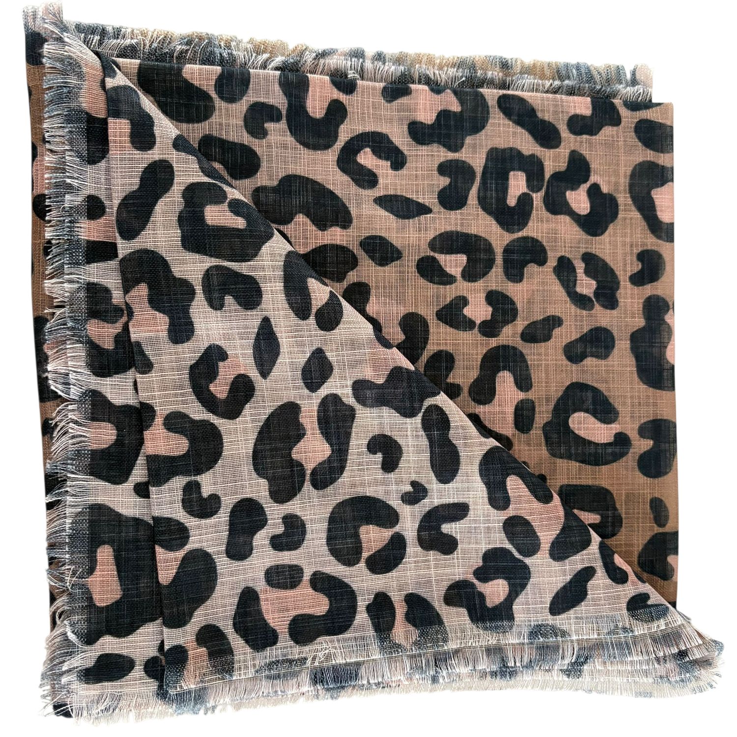 Light brown - shaded leopard patterned -  soft fringed tichel