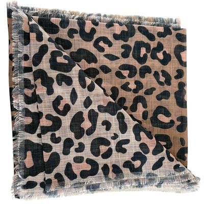 Light brown - shaded leopard patterned -  soft fringed tichel