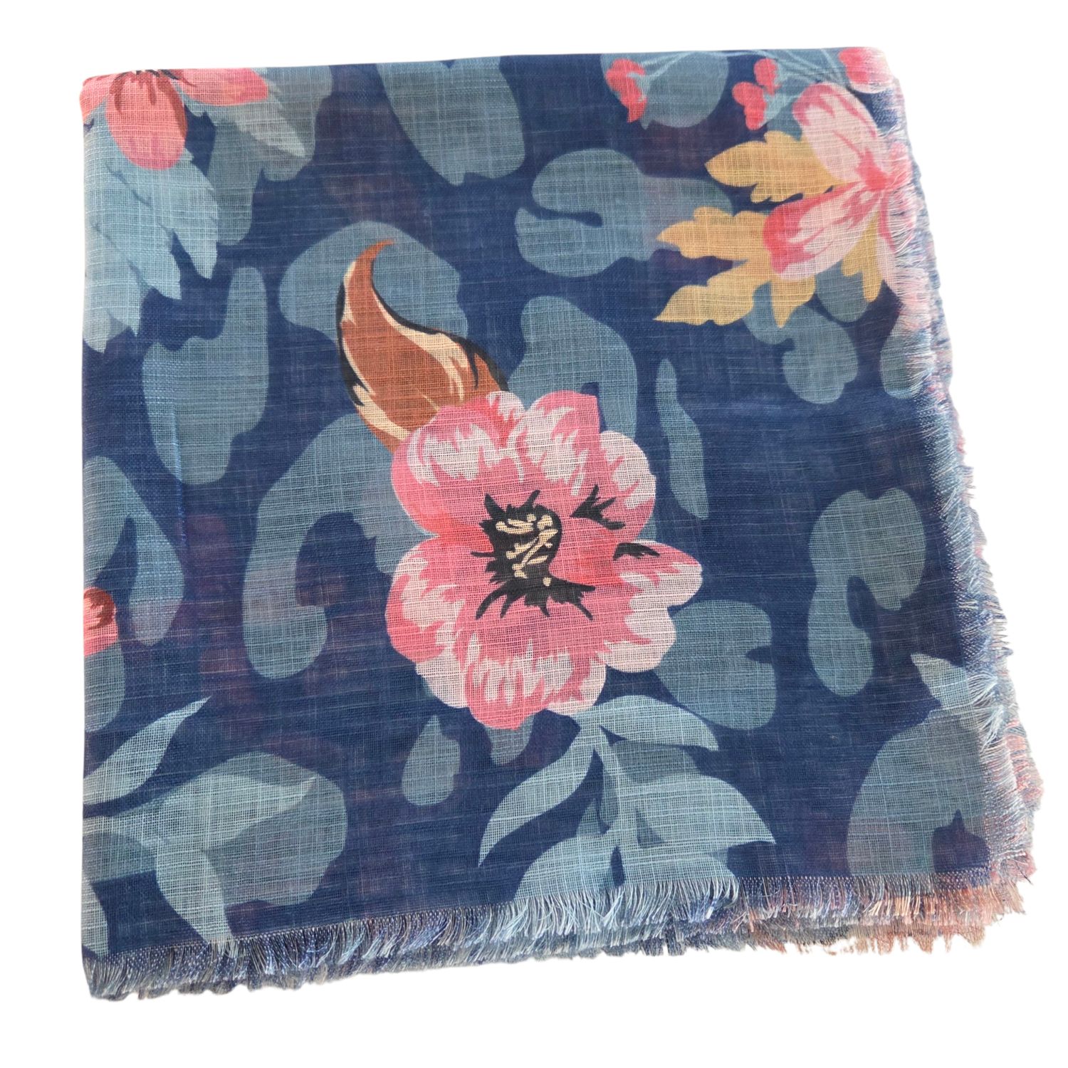 Denim pretty &amp; colorful -  soft fringed tichel