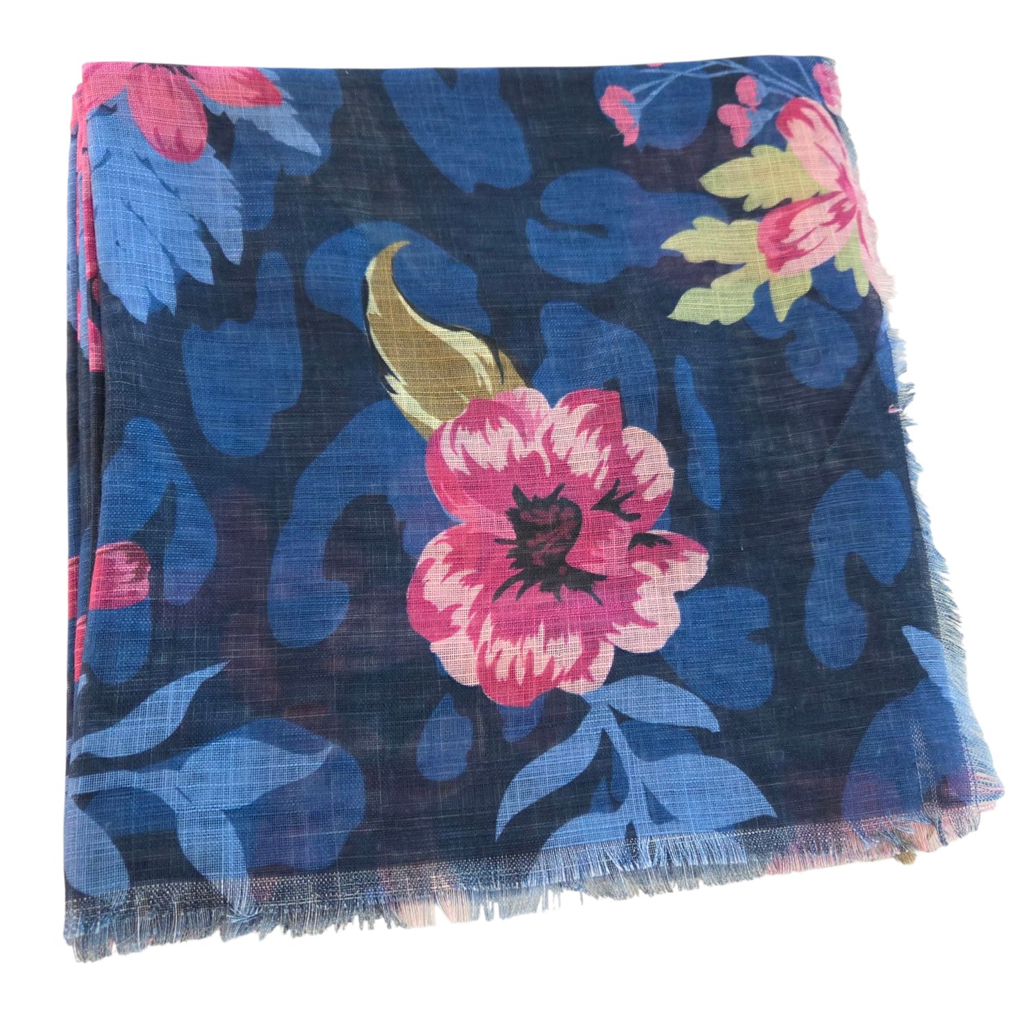 Navy pretty &amp; colorful -  soft fringed tichel