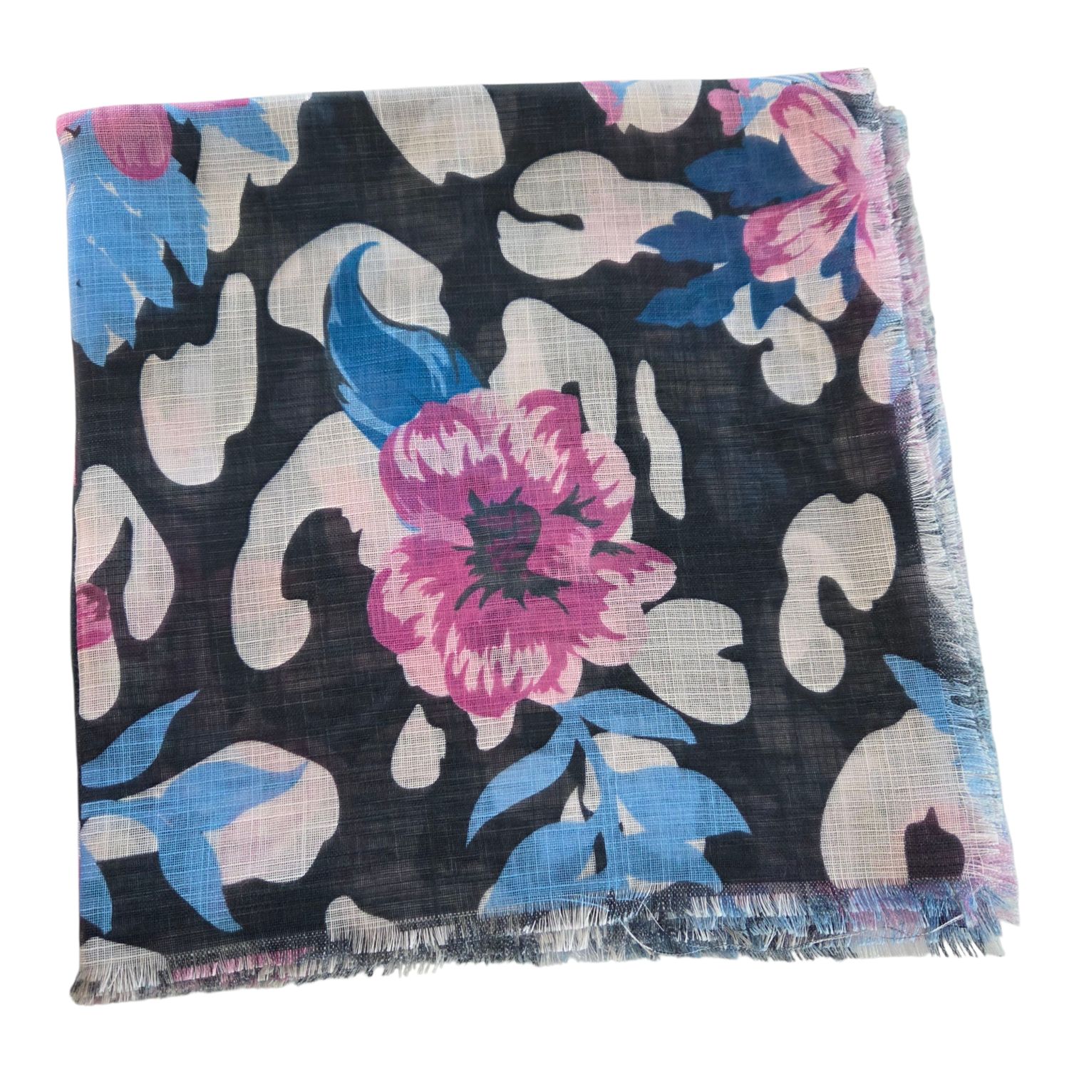 Black pretty &amp; colorful -  soft fringed tichel