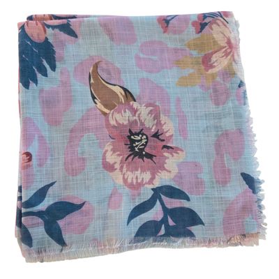 Light blue pretty &amp; colorful -  soft fringed tichel