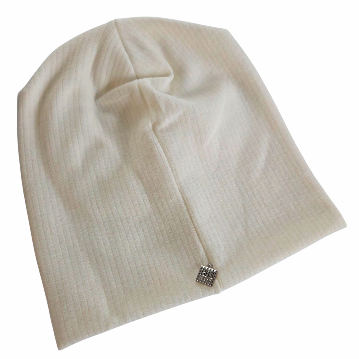 Luxury ribbed beanie - soft white