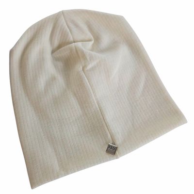 Luxury ribbed beanie - soft white