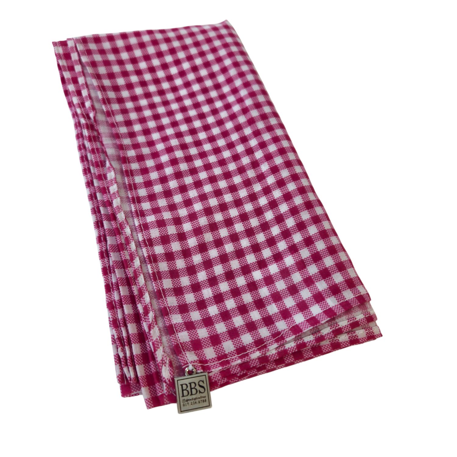 Raspberry gingham - small square tichel bandana