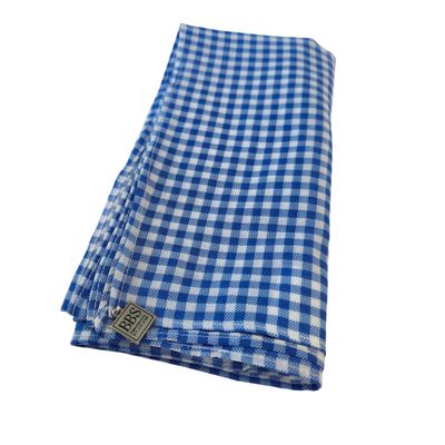 Blue gingham - small square tichel bandana