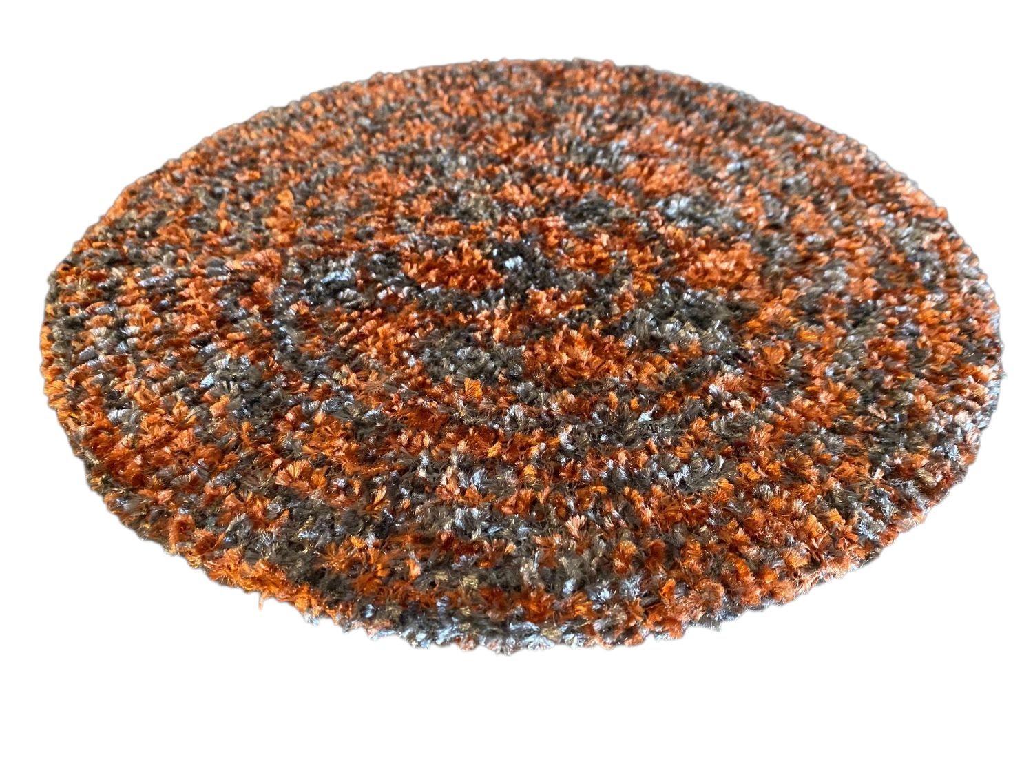 Rust gray lined chenille snood