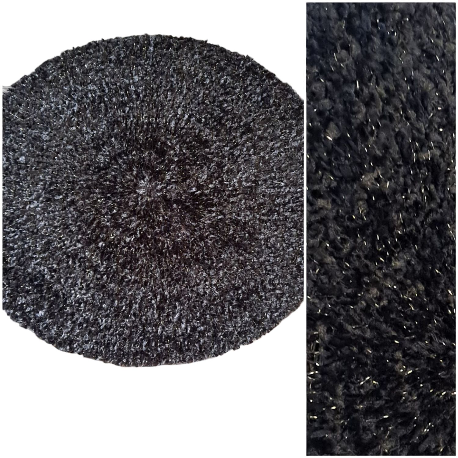 Black XL lined chenille snood w/silver lurex threads