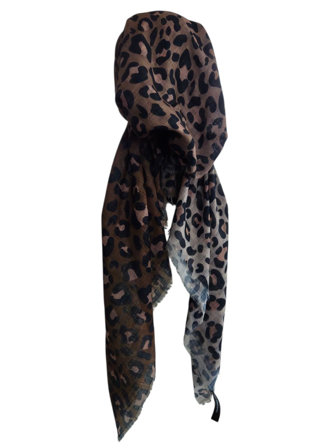 Shades of brown - leopard - soft fringes pretied tichel