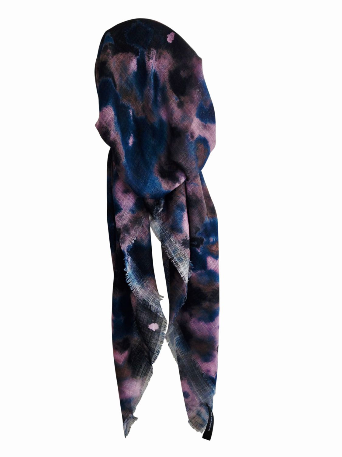 Blue/pink w/tan colorfully patterned - soft fringes pretied tichel