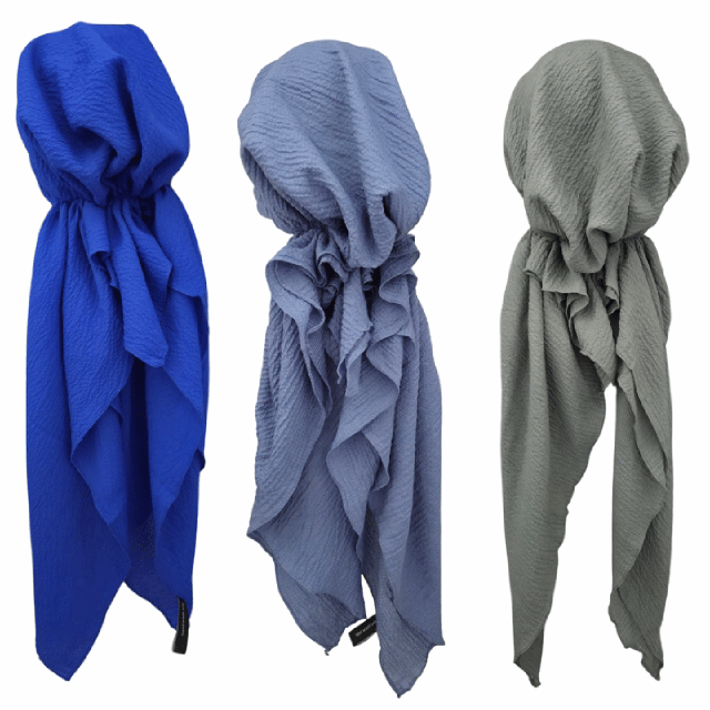 Textured solid pretied tichels